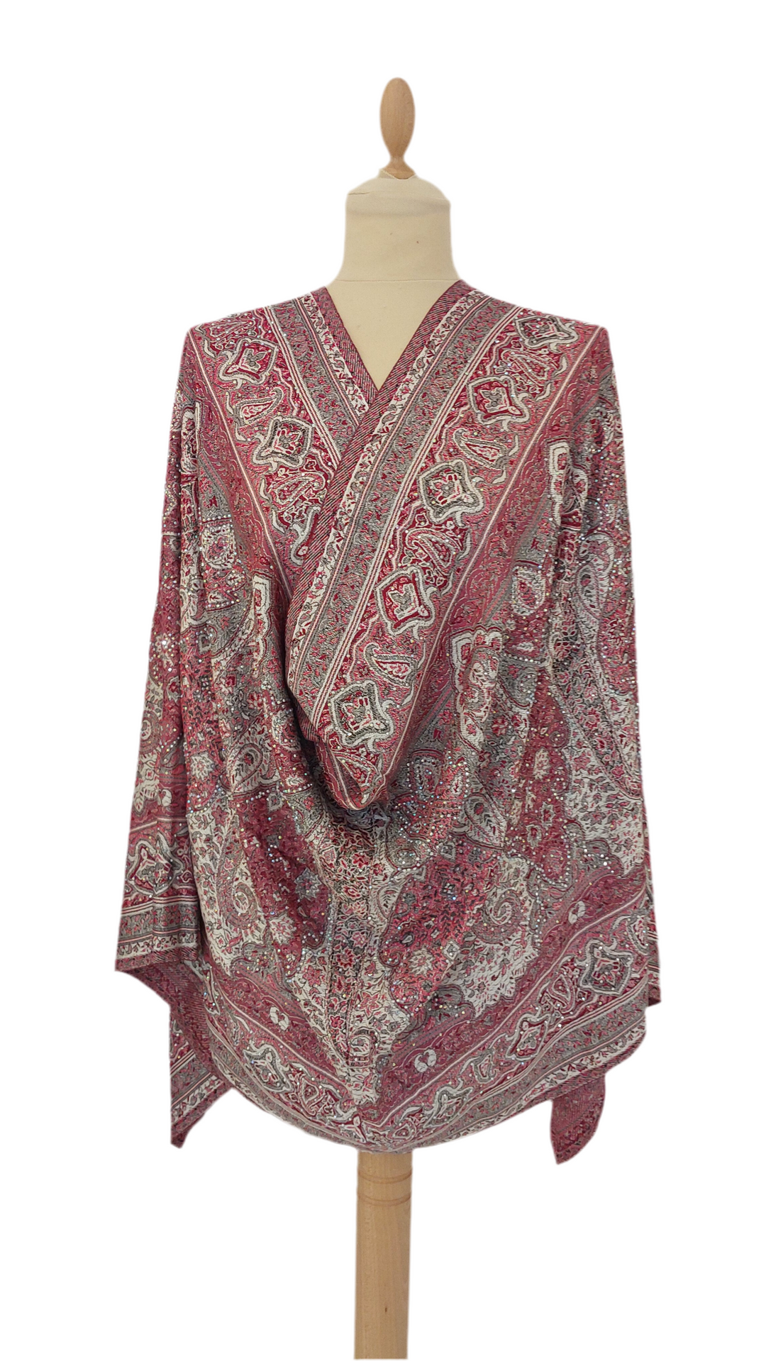 Simi Pink Rhinestone Mixed cashmere scarf