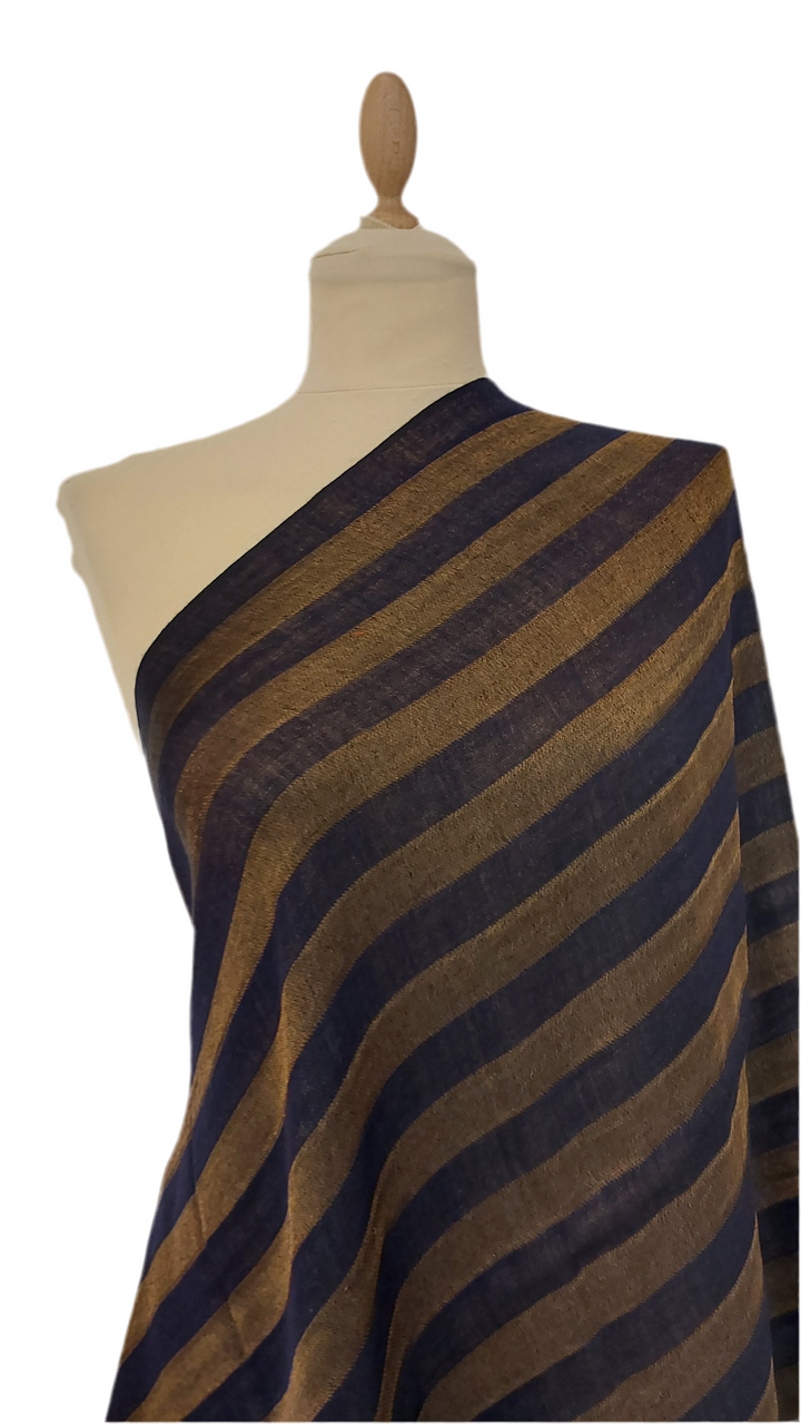 Midnight Blue Stripe Cashmere Scarf | House of Inaayat