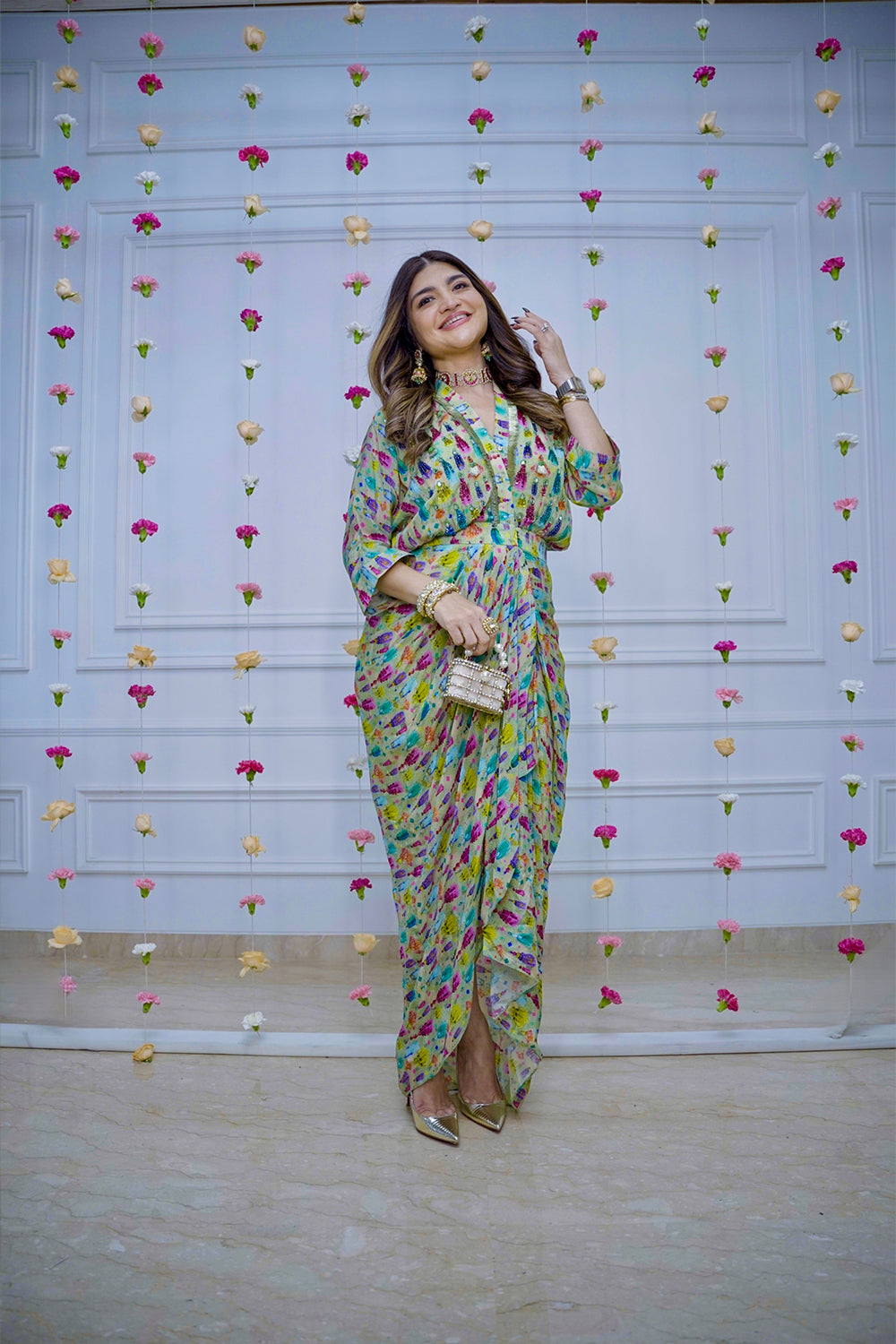 Neha Ikat Draped Dress| The Bumble Bee