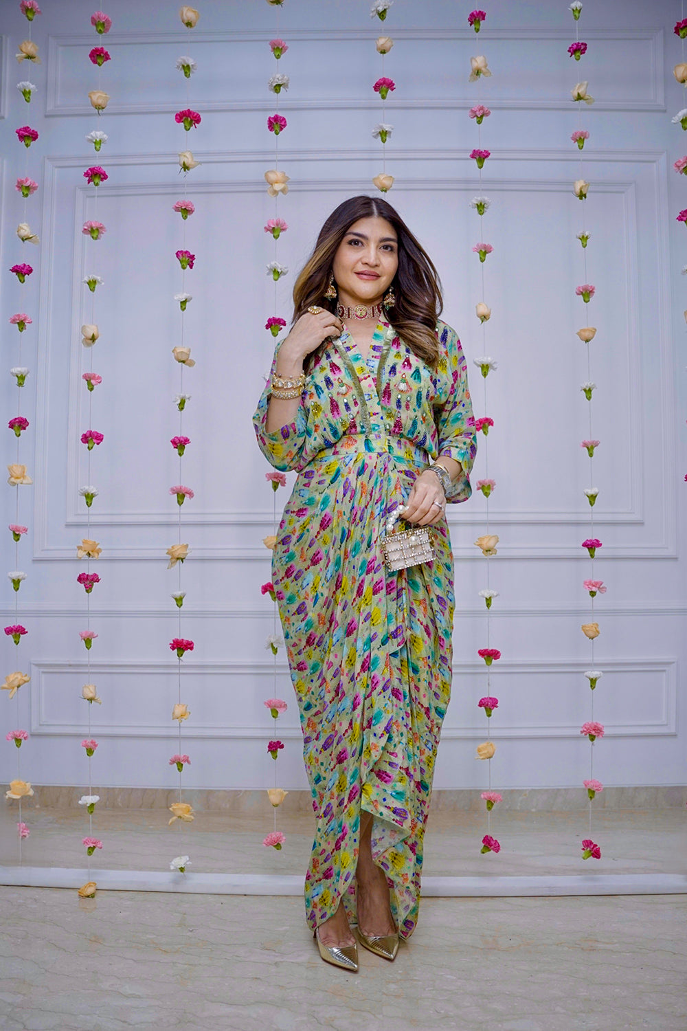 Neha Ikat Draped Dress| The Bumble Bee