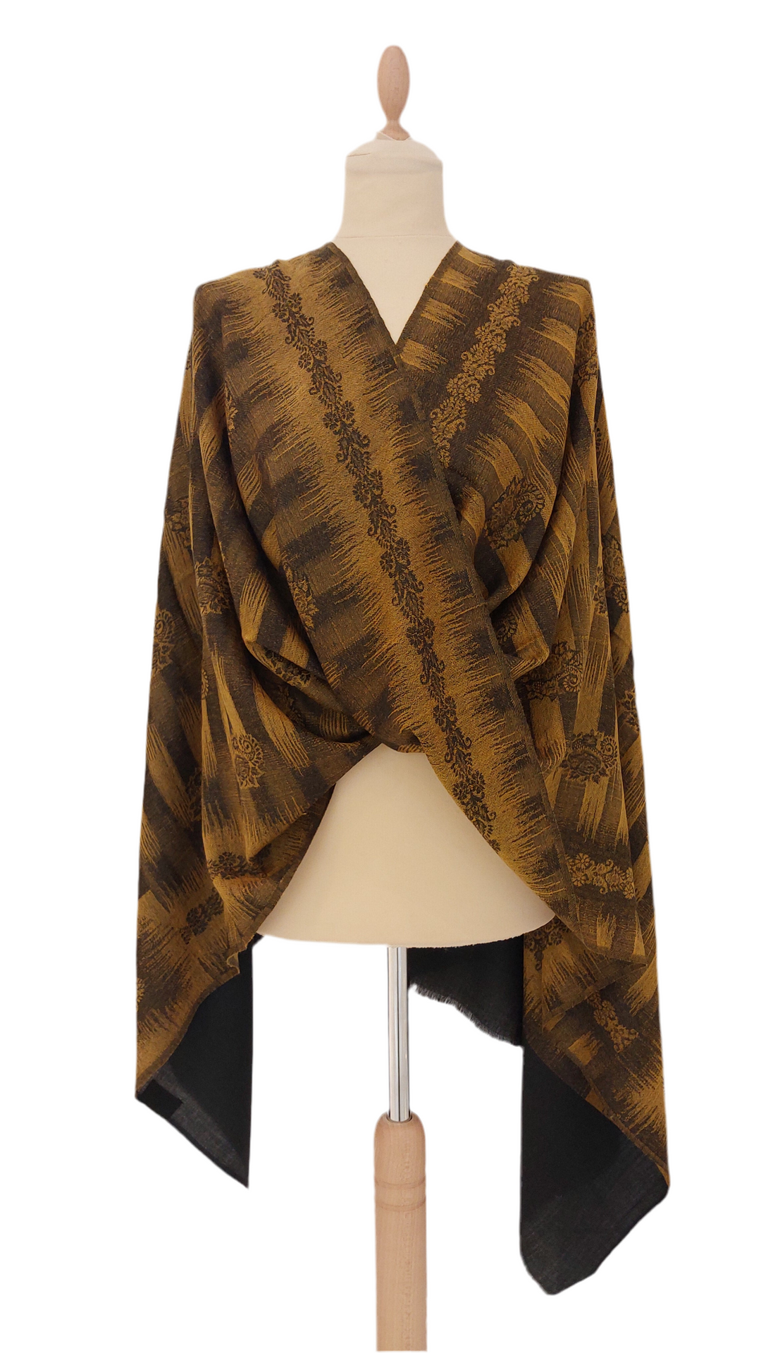 Black and Yellow Mixed Cashmere Scarf | House of Inaayat