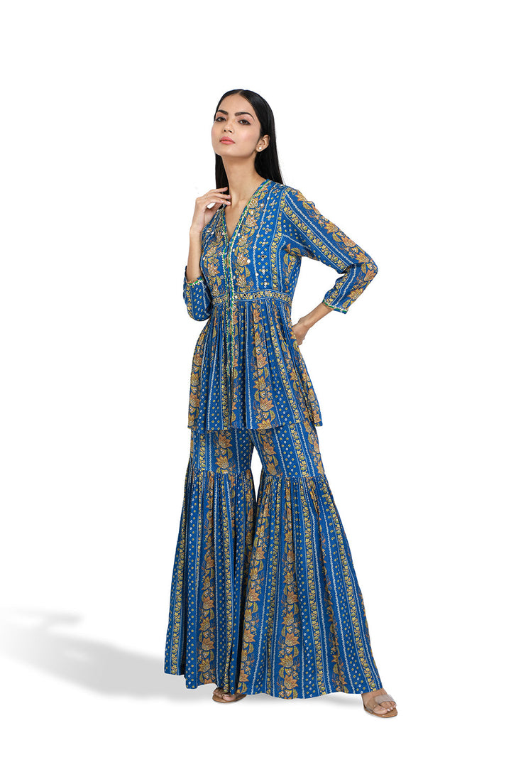 Elvya Peplum Sharara Set | The Bumble Bee