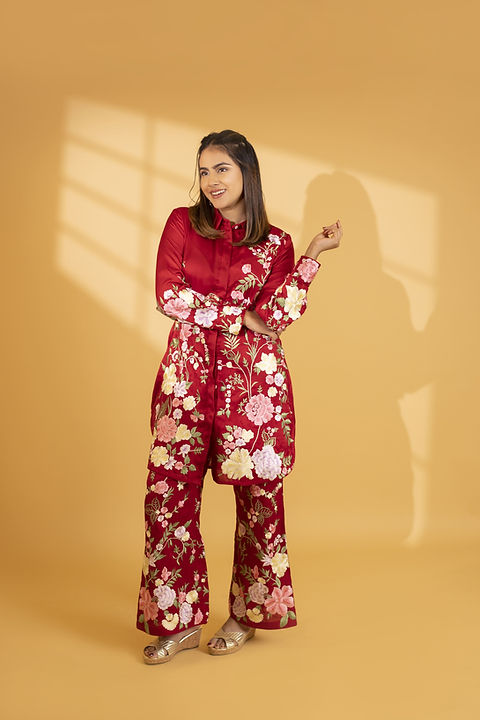 Red Rosette Co-ord Set| Ashtar