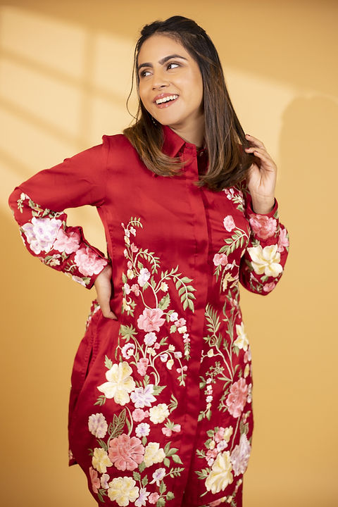 Red Rosette Co-ord Set| Ashtar