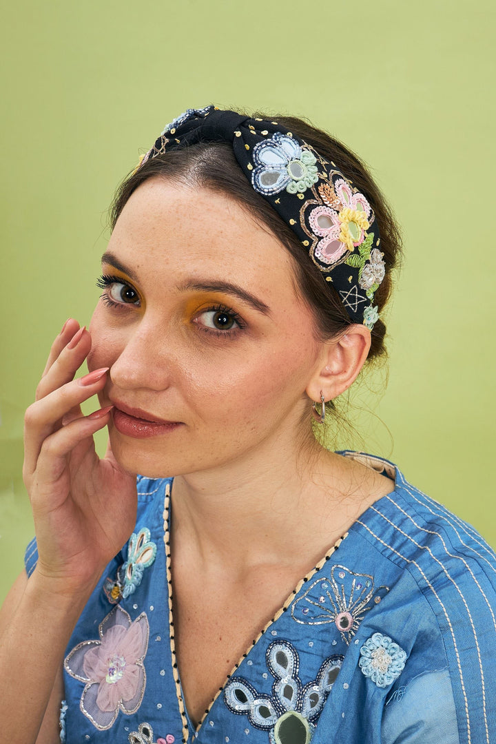 Thea Black Mirror Embellished Headband | Joey & Pooh