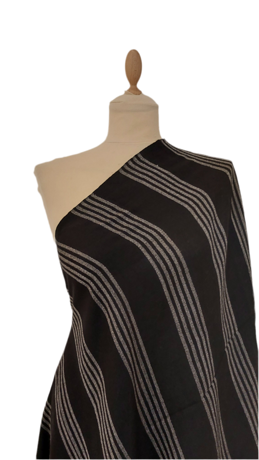 Black and Grey Stripe Cashmere Scarf | House of Inaayat