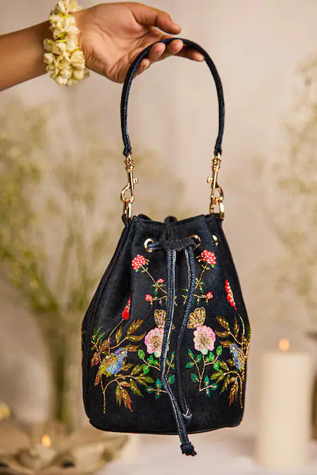 Gold Peacock Bucket Bag | 5 Elements by Radhika