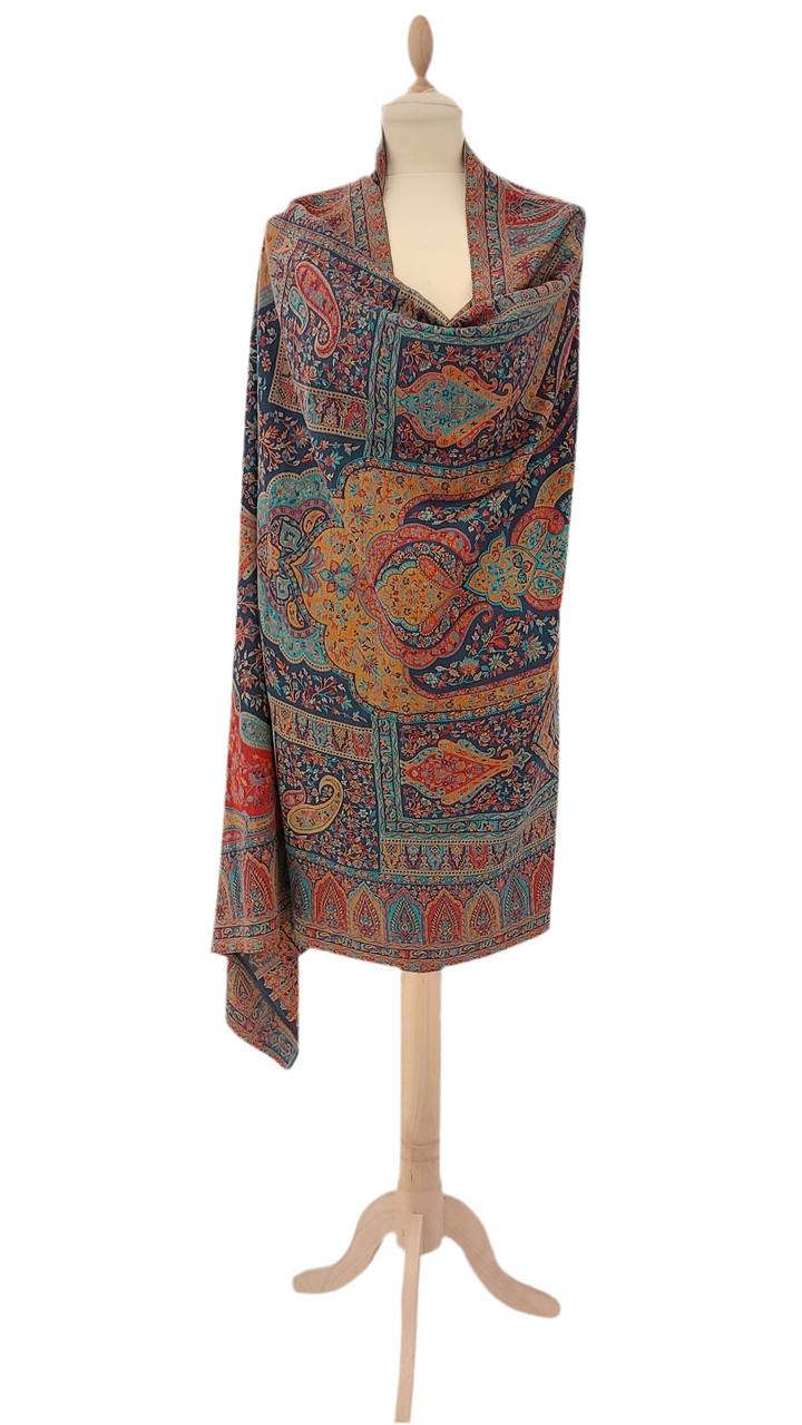 Bhoomi Midnight Blue Cashmere Shawl |House Of Inaayat