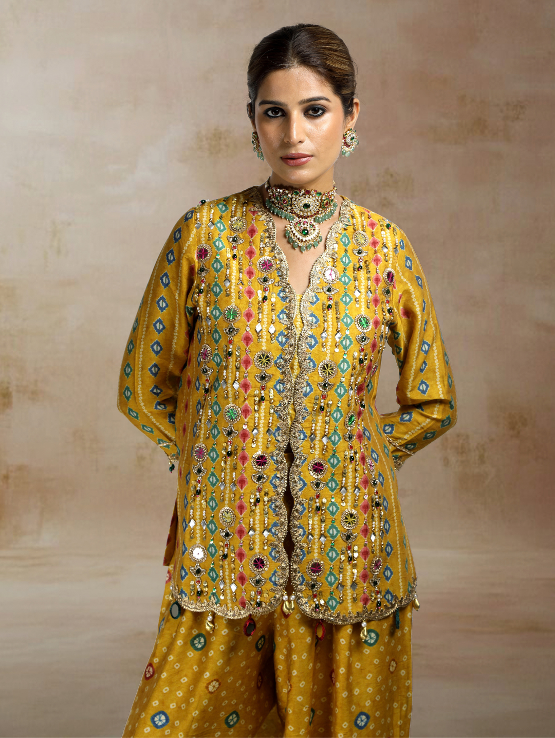 Norah Embroidered Jacket Set with Balloon Pants| The Bumble Bee