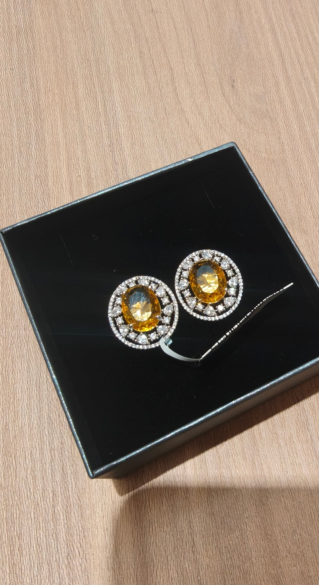 Golden Amber Halo Stud Earrings | Inaayat By Divya Tainmi