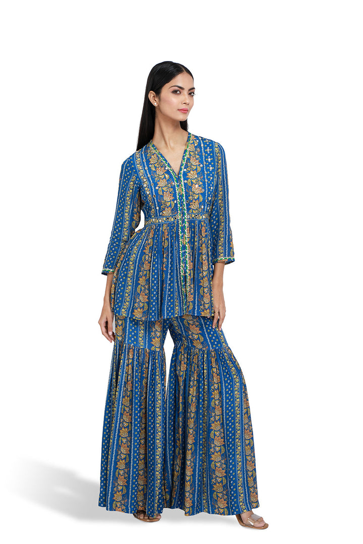 Elvya Peplum Sharara Set | The Bumble Bee