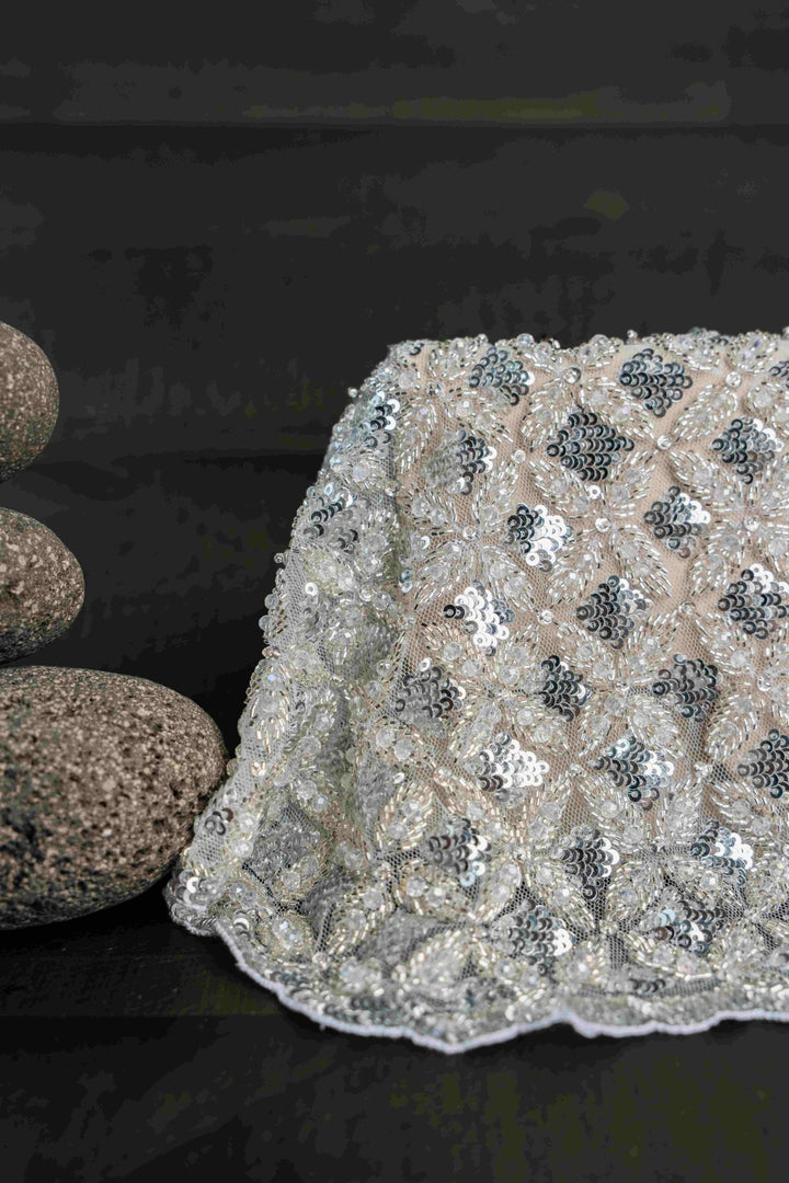 Silver & Gold Sequin & Bead Embroidered Clutch|Al Falah