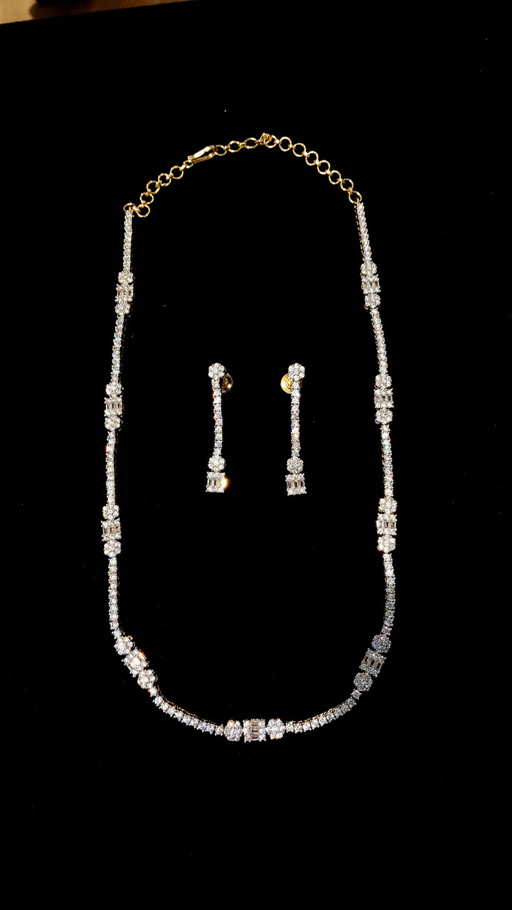 Elegant Diamond-Cubic Zirconia Sleek Necklace Set |Inaayat By Divya Taimni
