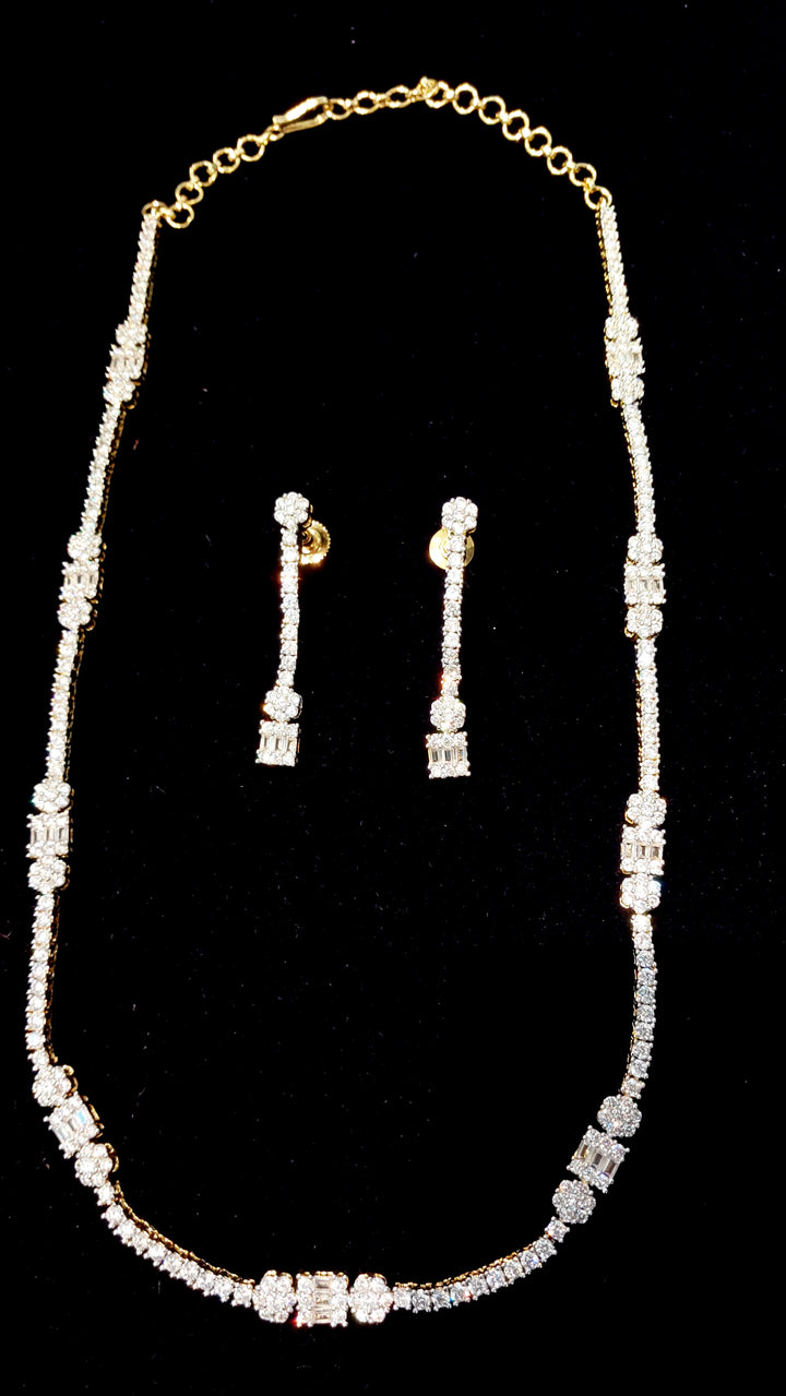 Elegant Diamond-Cubic Zirconia Sleek Necklace Set |Inaayat By Divya Taimni