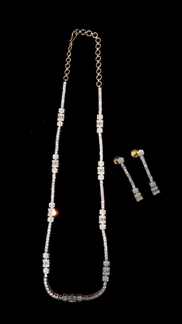 Elegant Diamond-Cubic Zirconia Sleek Necklace Set |Inaayat By Divya Taimni
