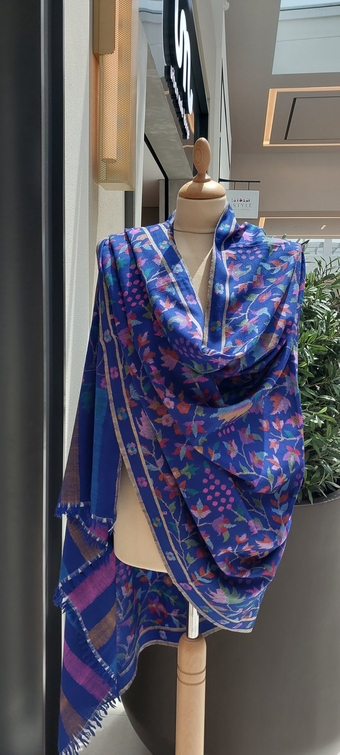 Emaan Cobalt Blue Kashmiri Kani Pashmina Shawl |House Of Inaayat