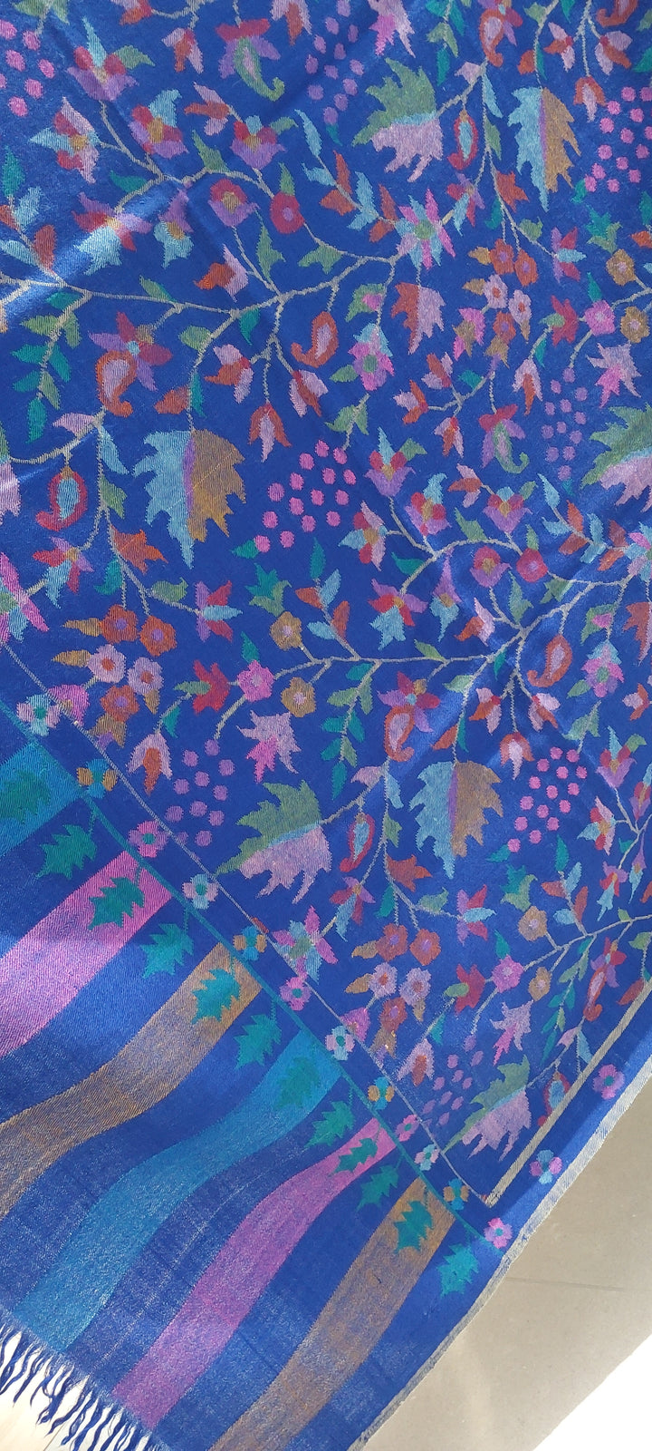 Emaan Cobalt Blue Kashmiri Kani Pashmina Shawl |House Of Inaayat