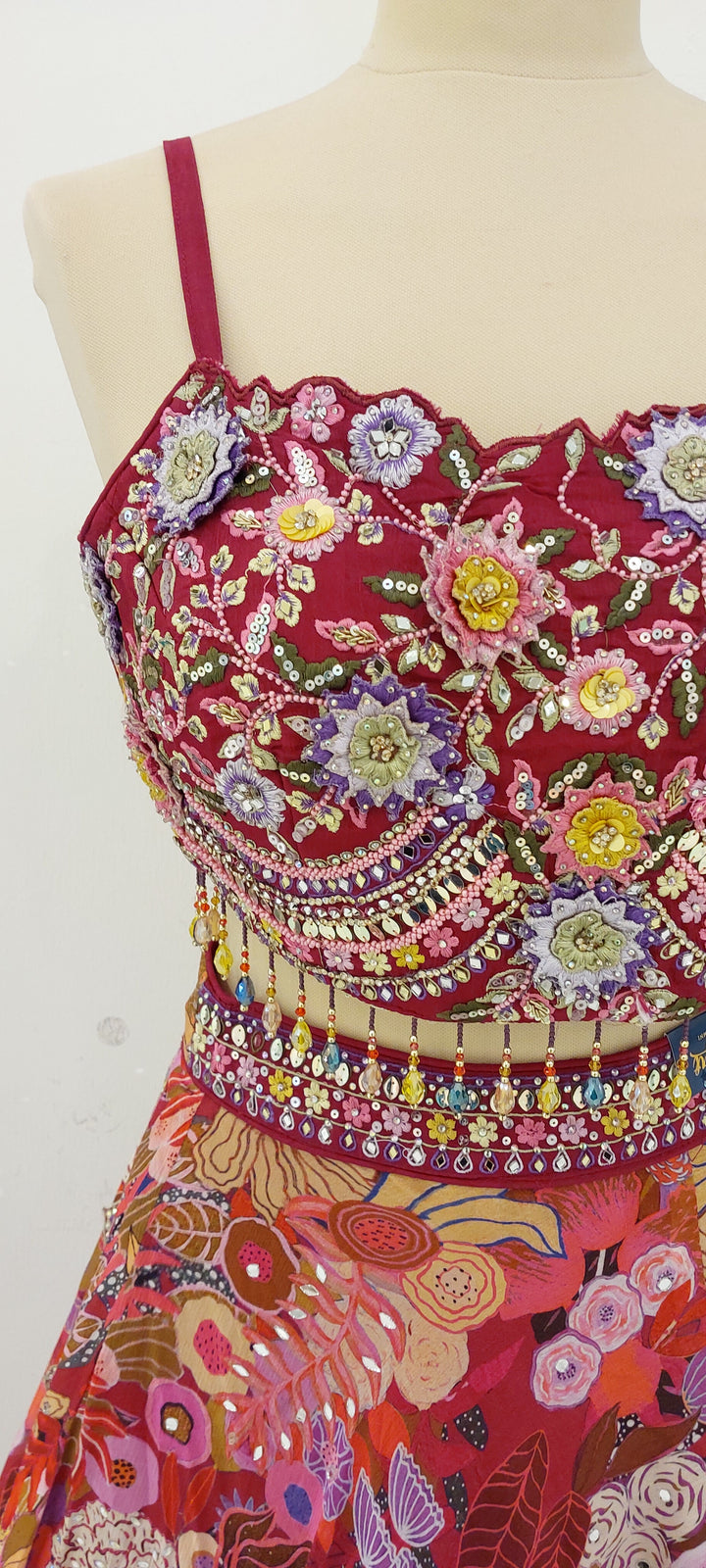 Marina Bohomian Floral Red,Yellow Lehenga and Cape Set | Inaayat by Divya Taimni