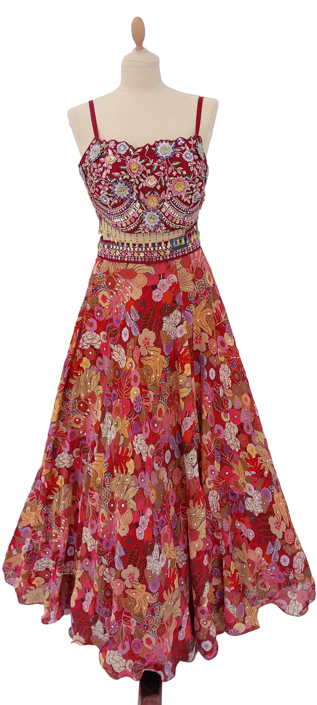 Marina Bohomian Floral Red,Yellow Lehenga and Cape Set | Inaayat by Divya Taimni