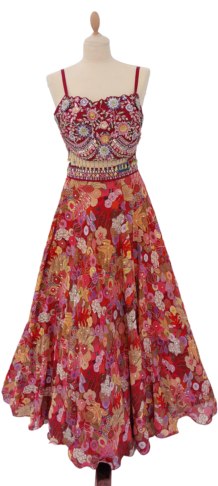 Marina Bohomian Floral Red,Yellow Lehenga and Cape Set | Inaayat by Divya Taimni