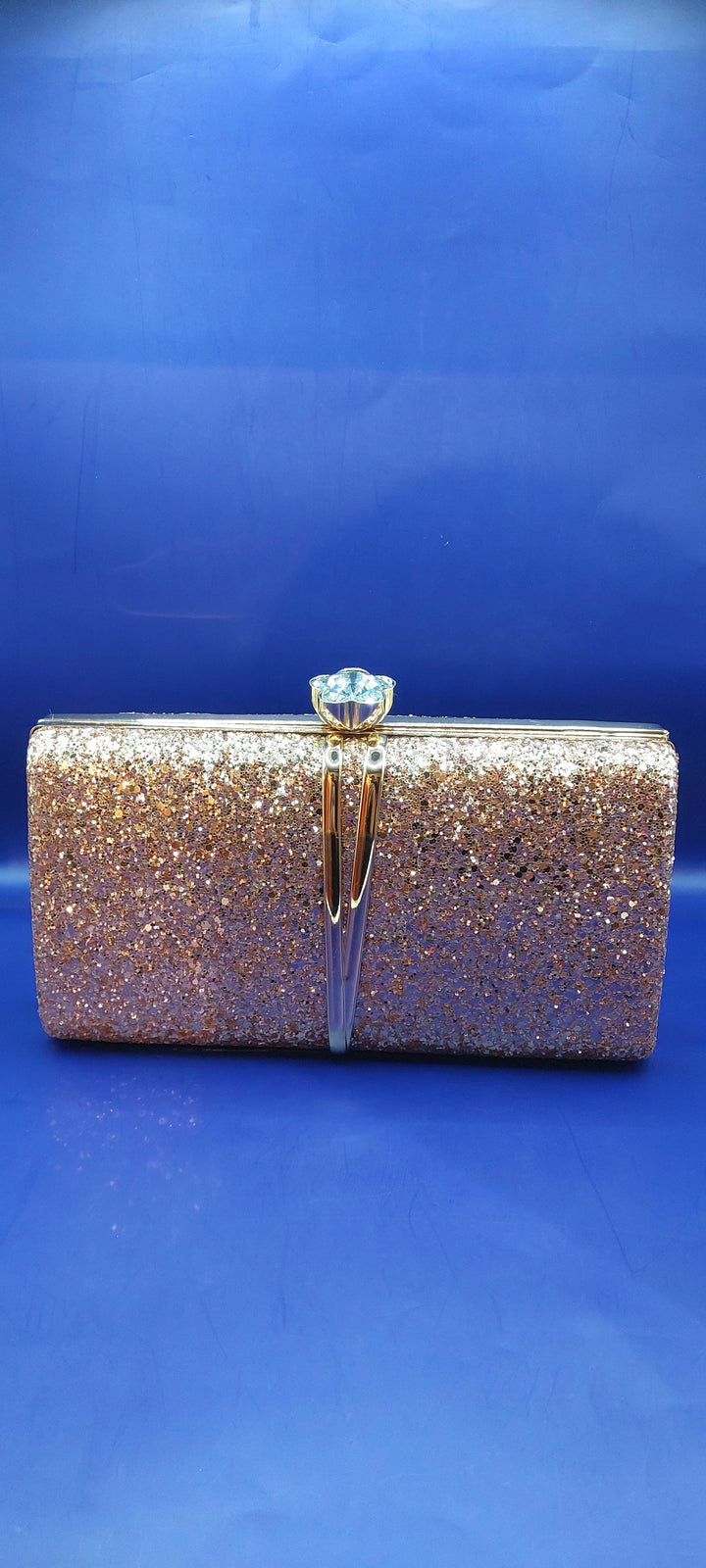 Elegant Rose Gold Sparkling Evening Clutch Purse | House of Inaayat