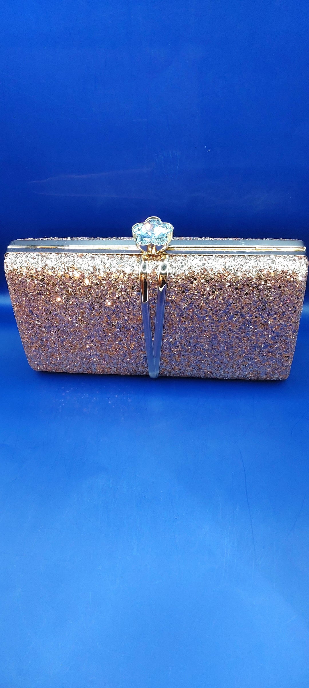 Elegant Rose Gold Sparkling Evening Clutch Purse | House of Inaayat