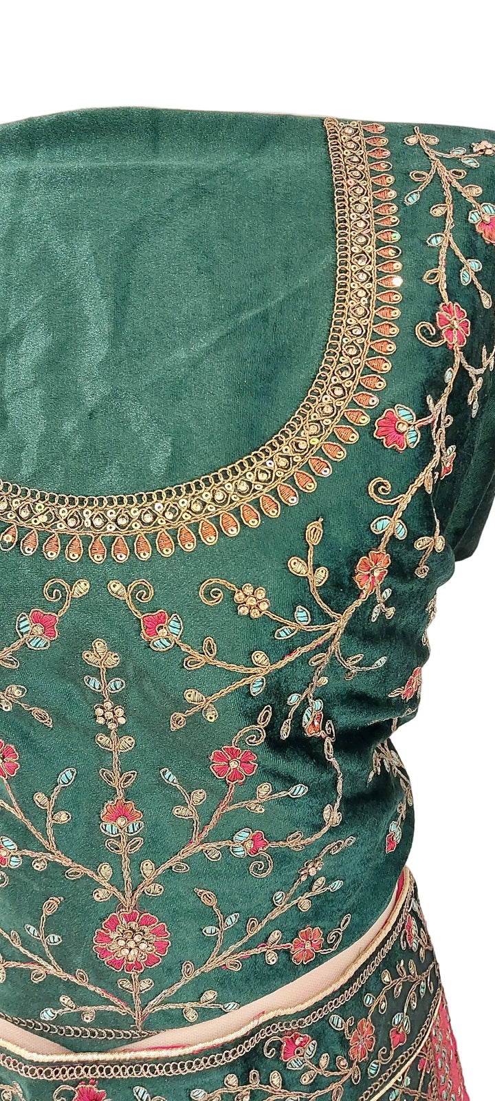 Emerald &amp; Ruby Velvet Heritage Lehenga Set | Inaayat by Divya Taimni