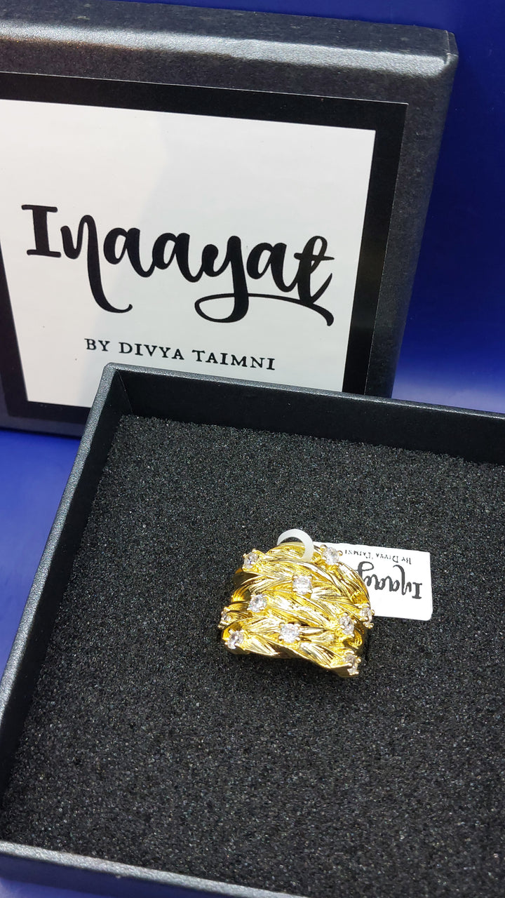 Gilded Foliage Statement Ring |Inaayat By Divya Tainmi