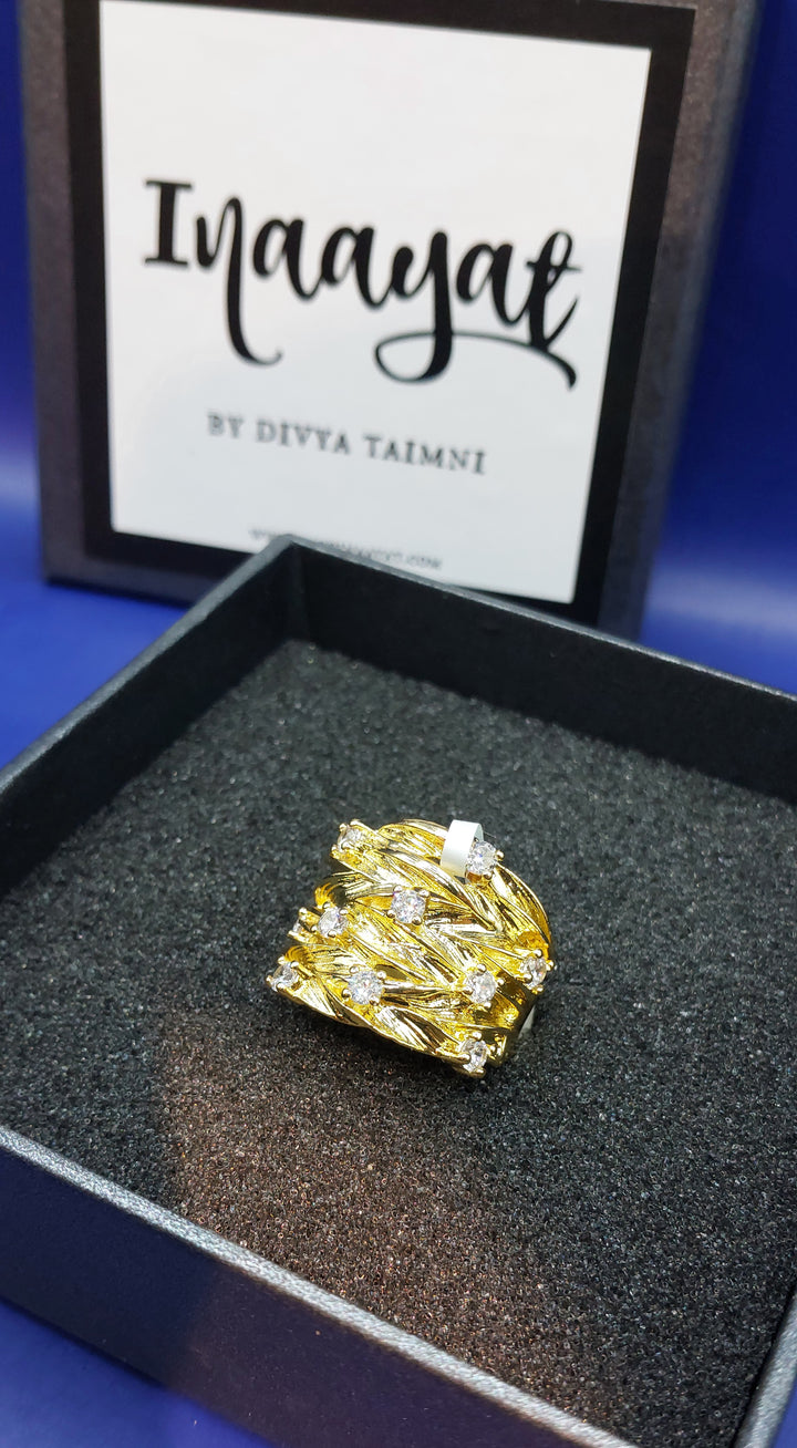Gilded Foliage Statement Ring |Inaayat By Divya Tainmi