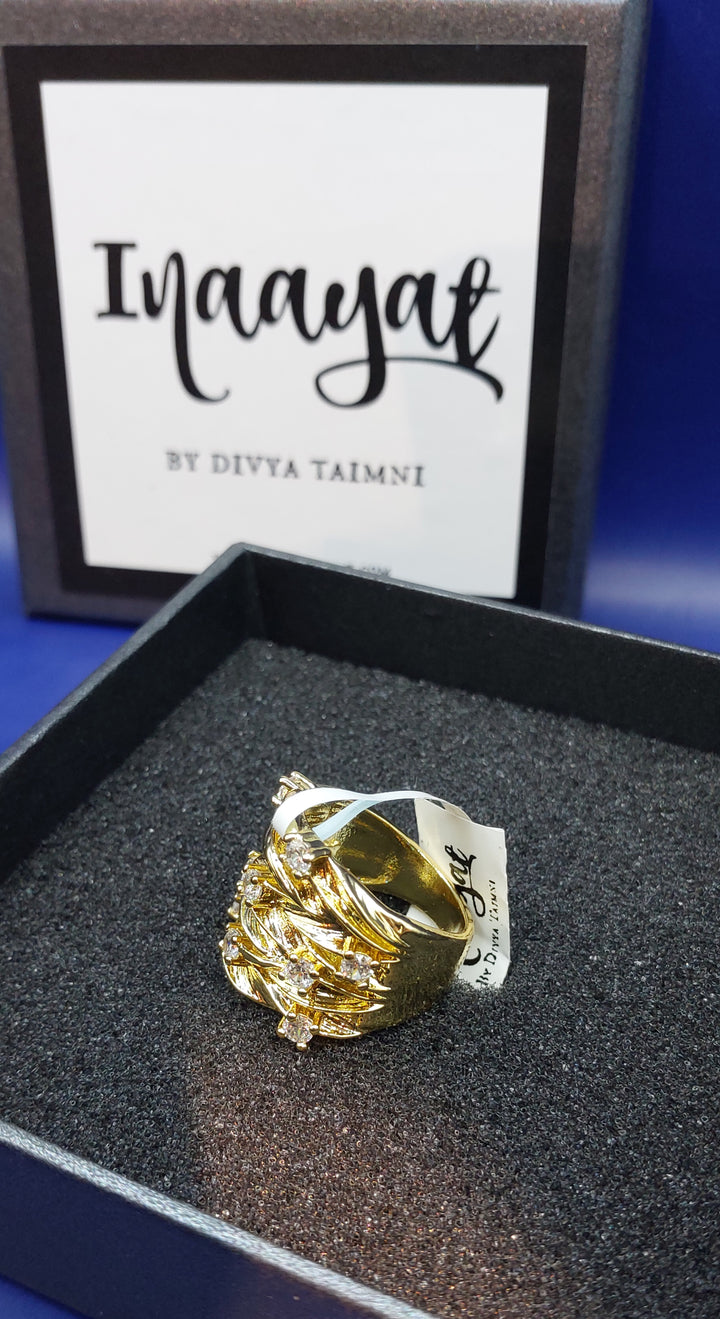 Gilded Foliage Statement Ring |Inaayat By Divya Tainmi