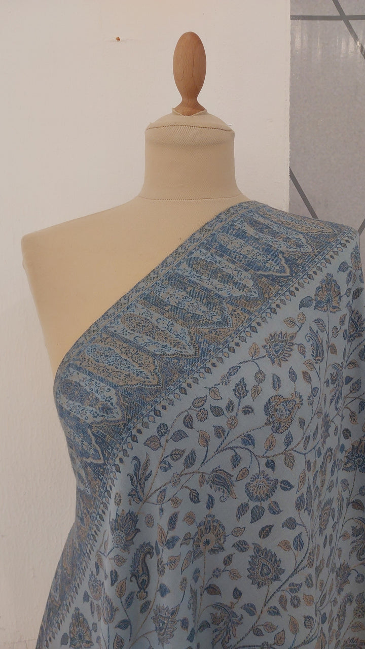 Bhoomi Ice Blue Cashmere Shawl |House Of Inaayat