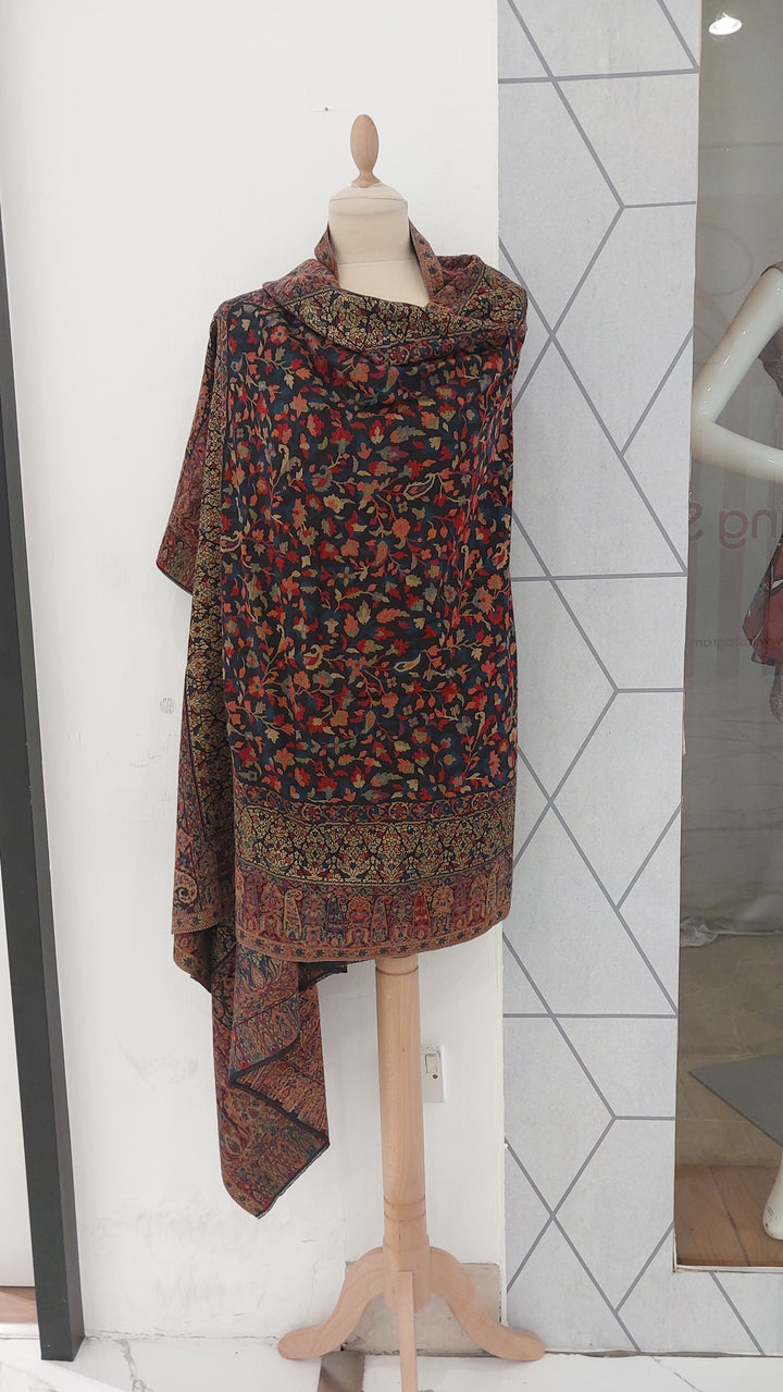 Bhoomi Black Cashmere Shawl |House Of Inaayat