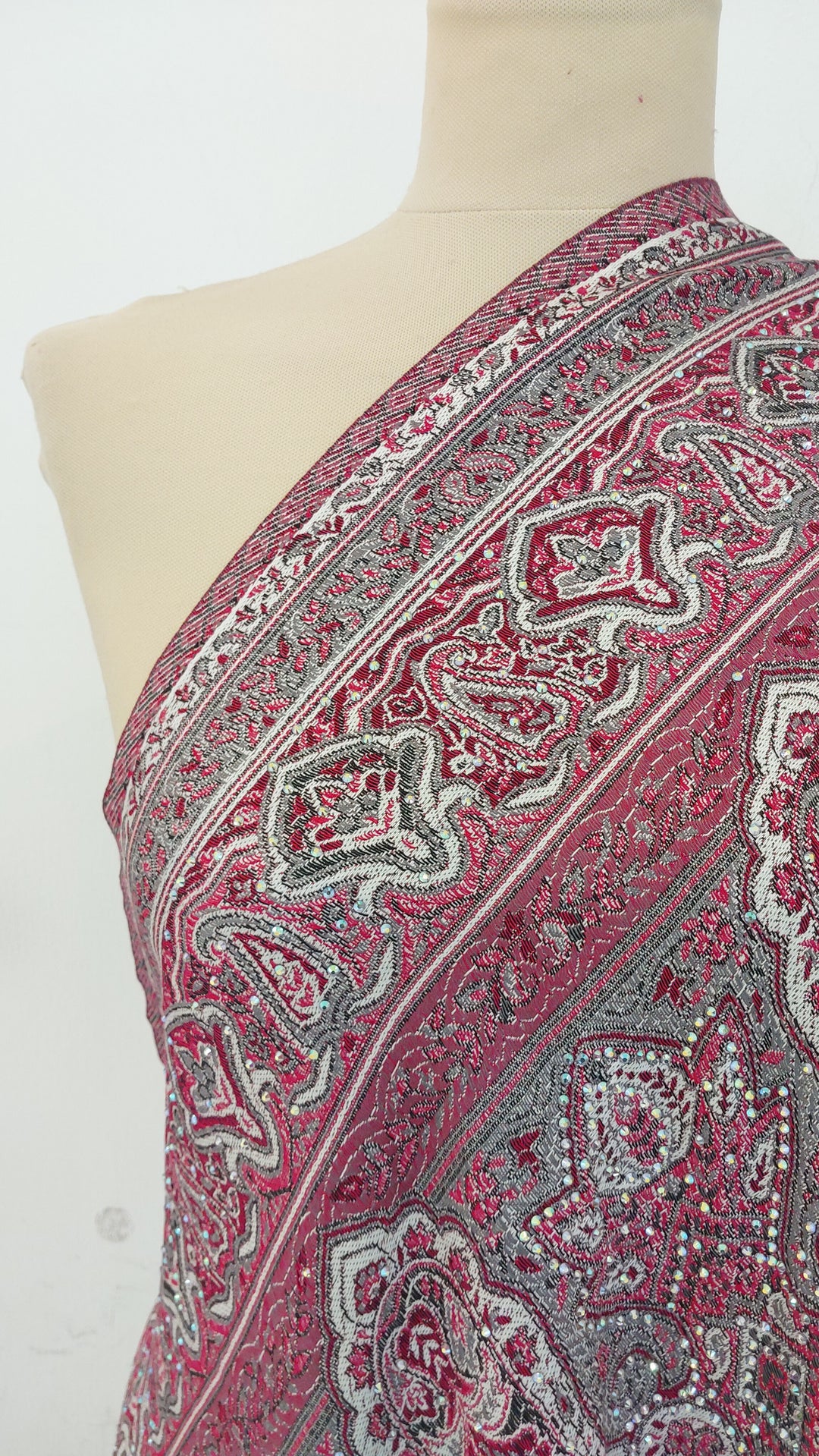 Simi Pink Rhinestone Mixed cashmere scarf