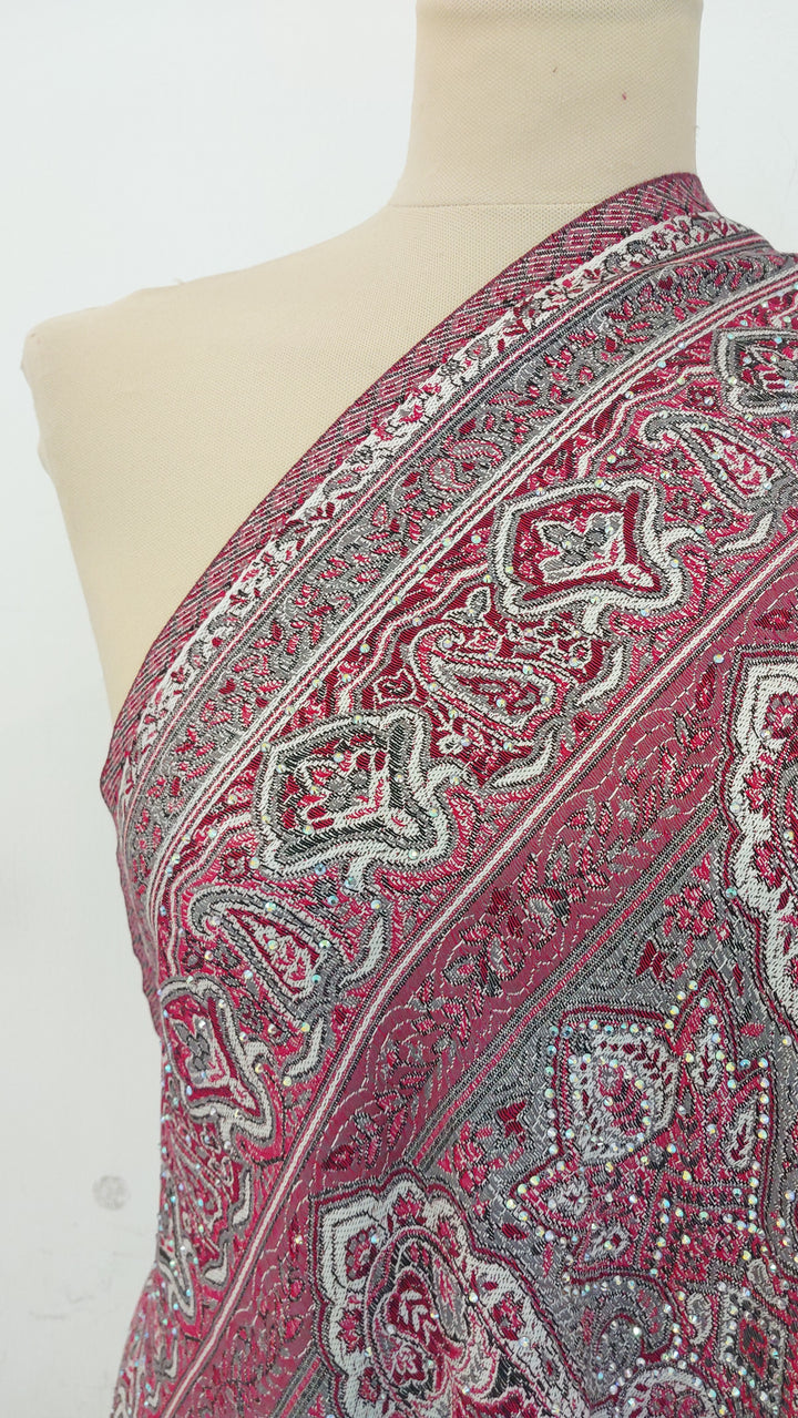 Simi Pink Rhinestone Mixed cashmere scarf