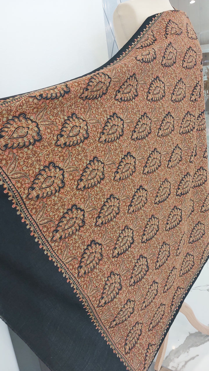 Siya Black Cashmere Shawl | House Of Inaayat