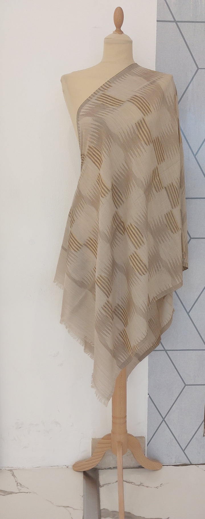 Ikat Design Cashmere Scarf in Wine Colour | House of Inaayat