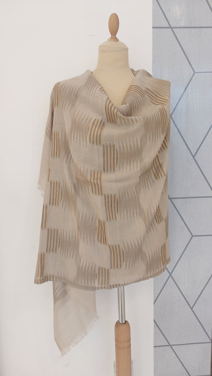 Ikat Design Cashmere Scarf in Wine Colour | House of Inaayat