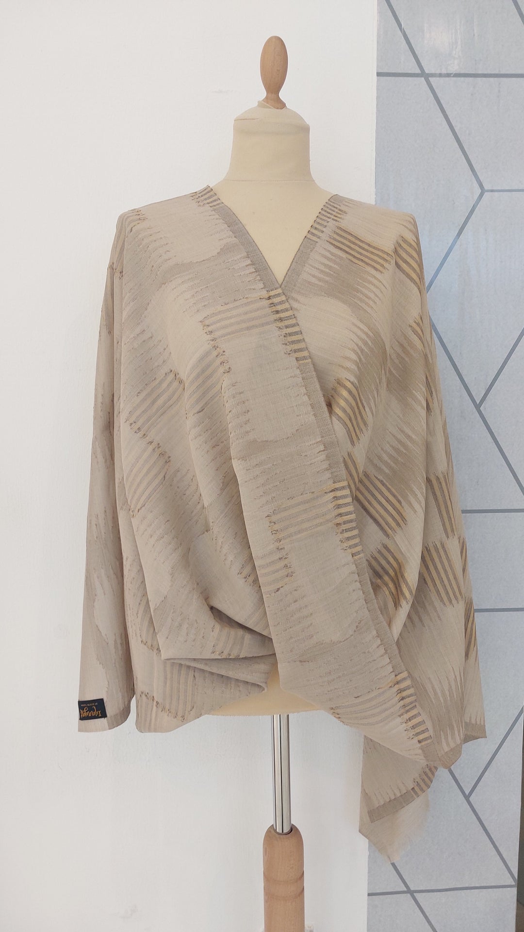 Ikat Design Cashmere Scarf in Wine Colour | House of Inaayat