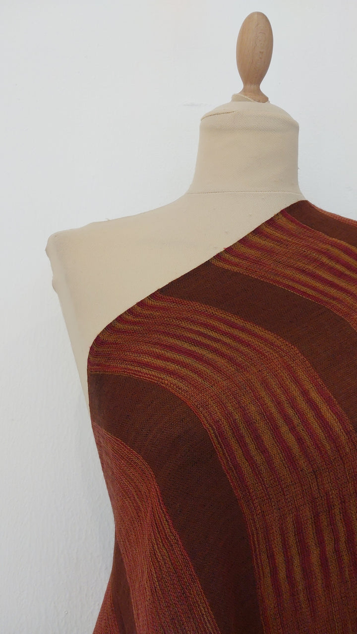 Copper Brown Stripe Reversible Cashmere Scarf | House of Inaayat