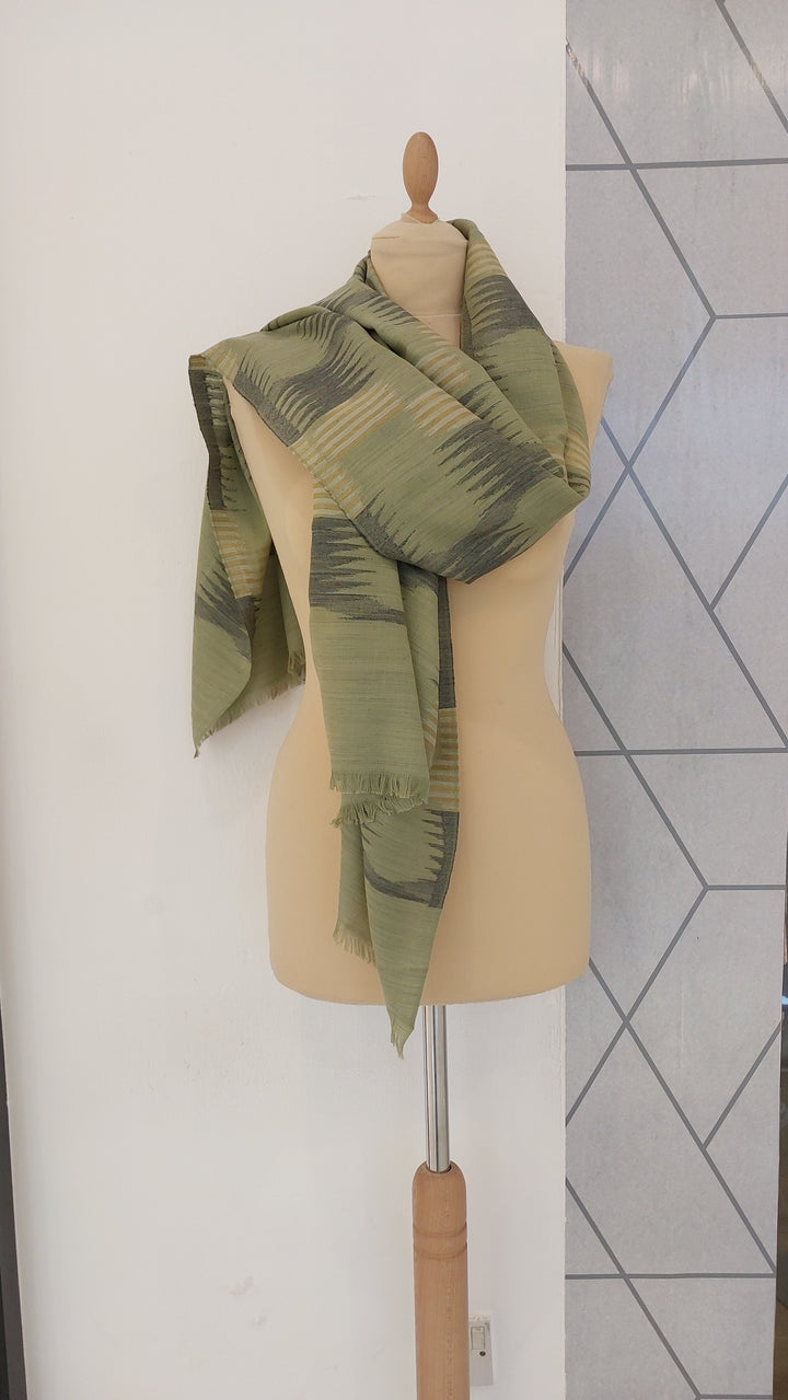 Ikat Design Cashmere Scarf in Wine Colour | House of Inaayat