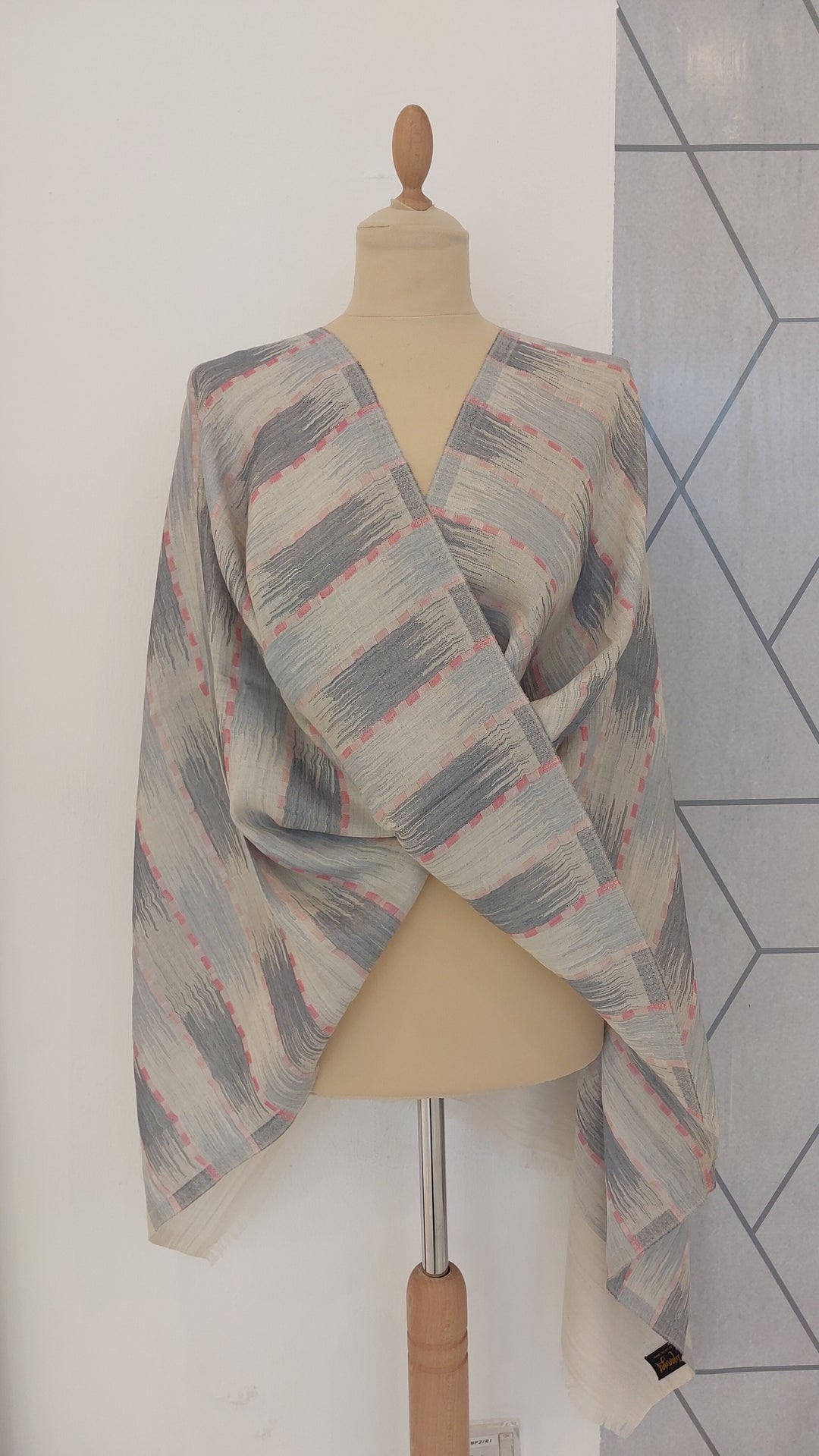 Ikat Design Cashmere Scarf in Wine Colour | House of Inaayat
