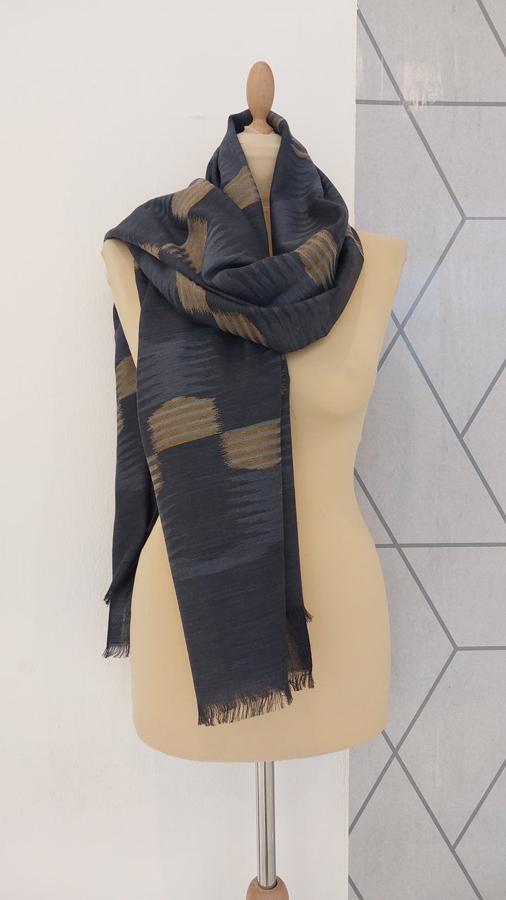 Ikat Design Cashmere Scarf in Wine Colour | House of Inaayat