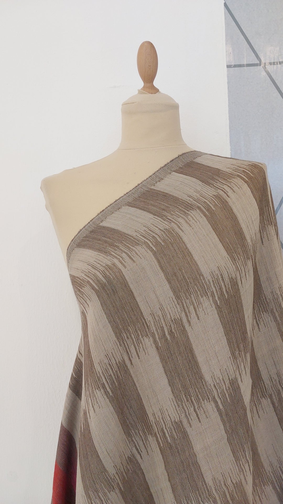 Ikat Design Cashmere Scarf in Wine Colour | House of Inaayat