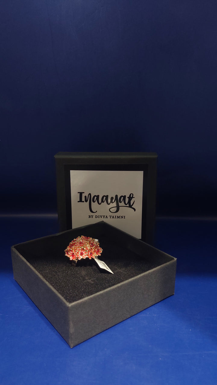 Zuhi Red Minamilist Cocktail Ring |Inaayat by Divya Taimni