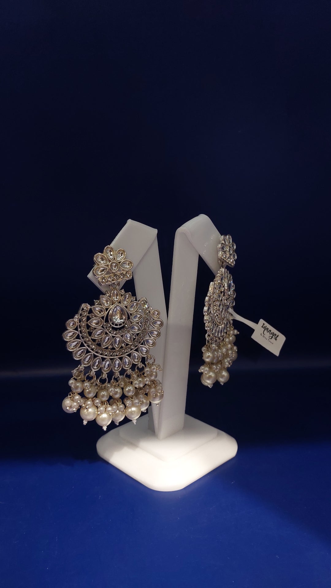 Shayma Gold White Pearl  Drops Earrings|Inaayat by Divya Taimni