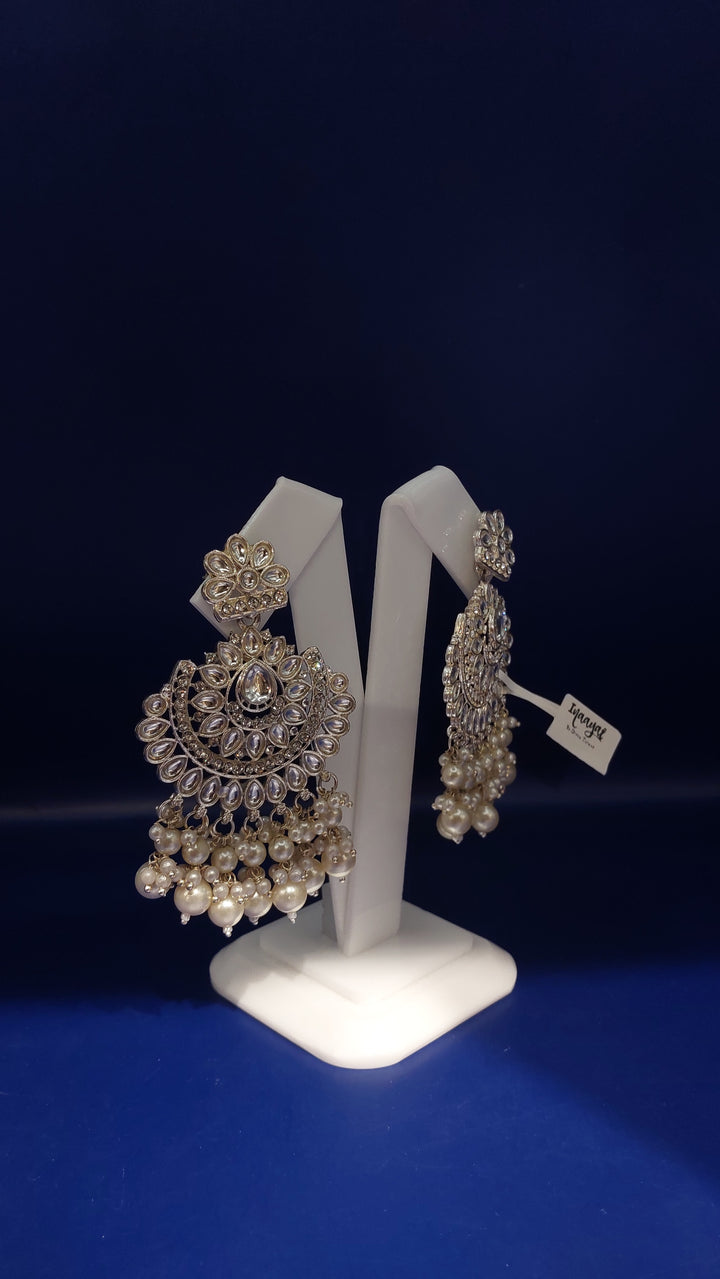 Shayma Gold White Pearl  Drops Earrings|Inaayat by Divya Taimni