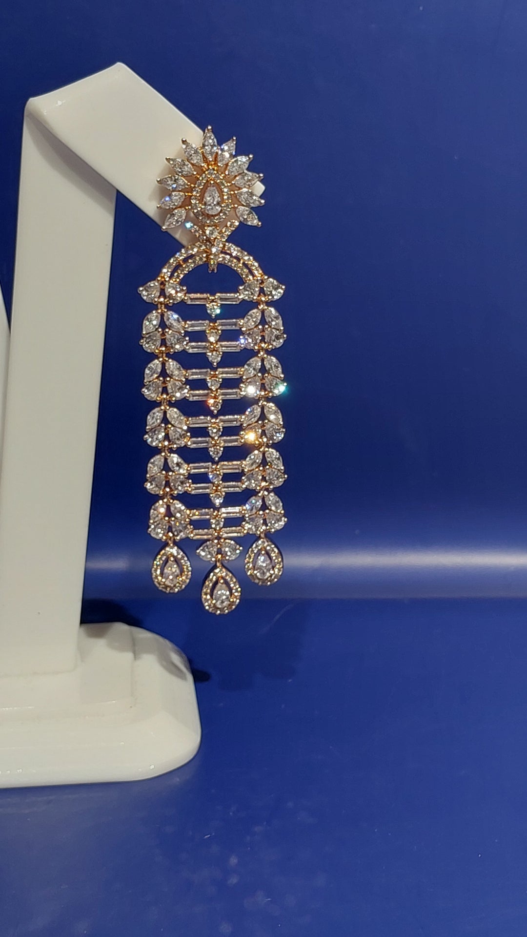 Silver Long Zircon Dangle Earring |Inaayat by Divya Taimni