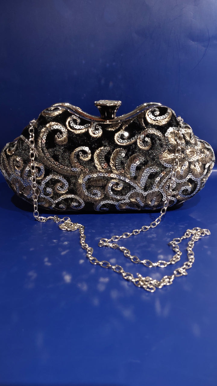 Velvet Black Evening Clutch Purse | House of Inaayat