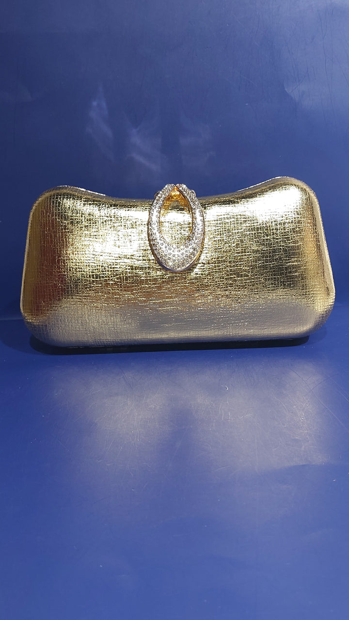 Gold Glossy Leatherette Clutch purse | House of Inaayat