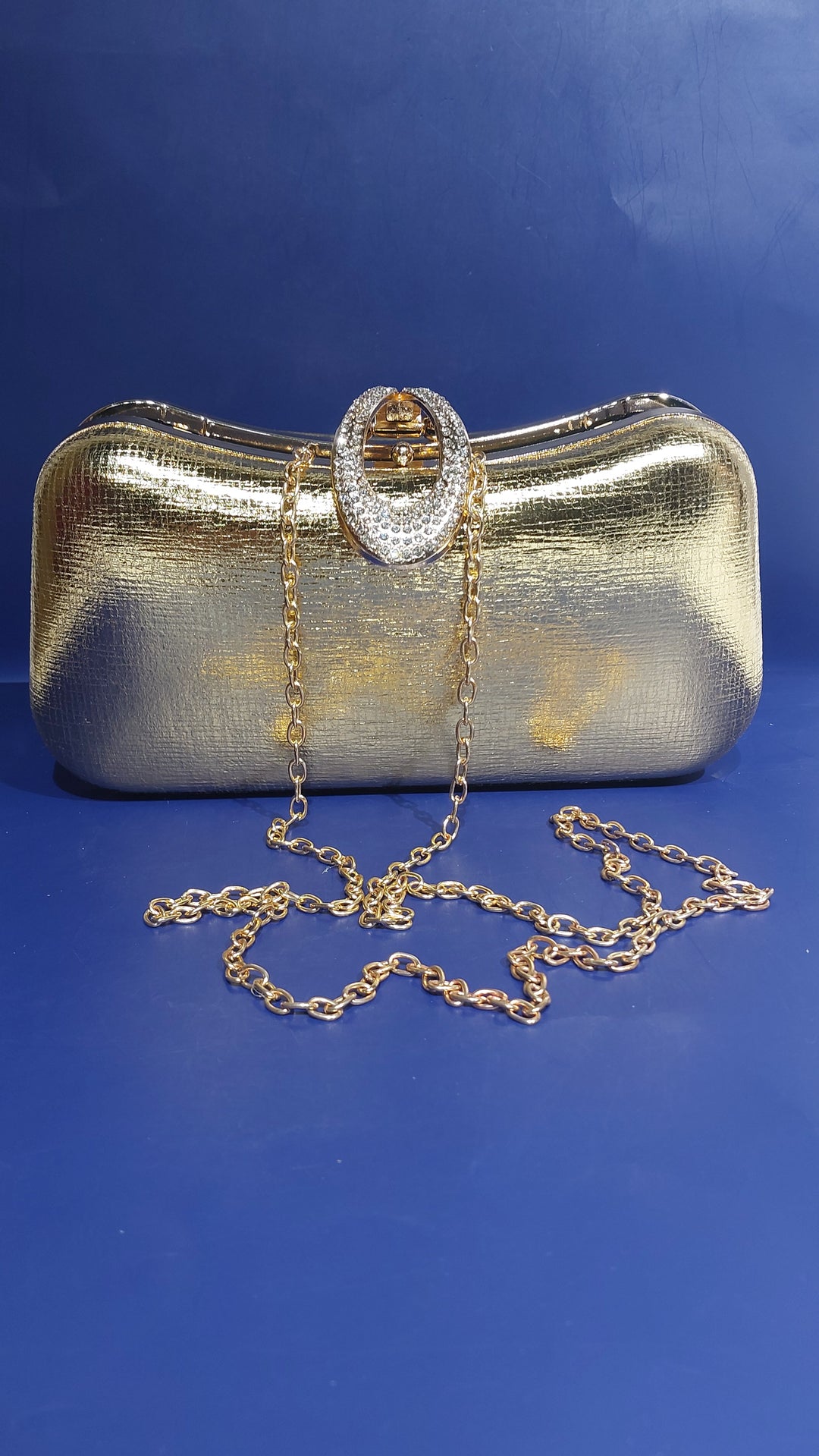 Gold Glossy Leatherette Clutch purse | House of Inaayat